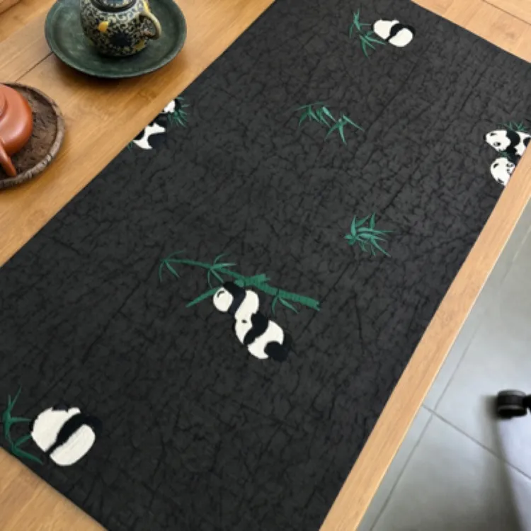 【刺绣熊猫】双面定制新中式复古香云纱干泡复古茶席中国风鼠标垫