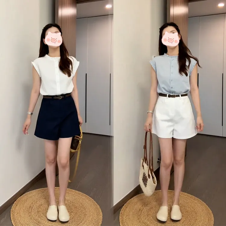 减龄一整套穿搭小个子女装夏季韩系chic别致衬衫百搭短裤两件套装