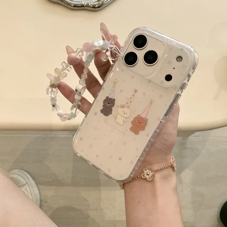 星星底长帽三只小熊imd双层手机壳适用苹果iPhone17/16/15/14可爱