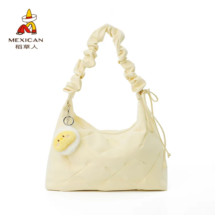 稻草人25新款休闲百搭高级感菱格纹木耳卷包单肩斜挎包