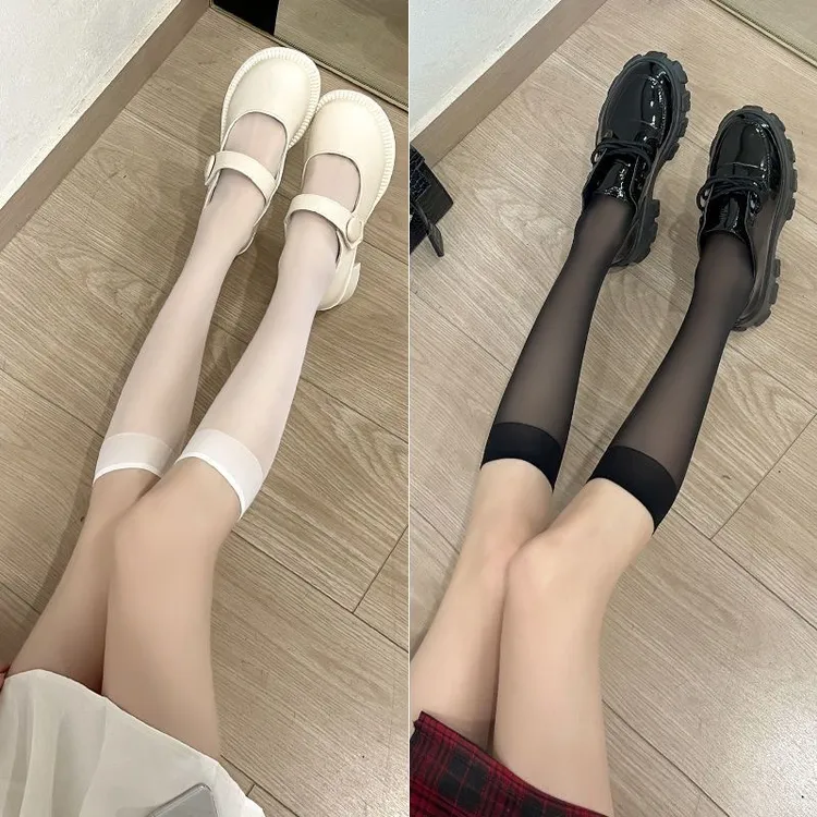 夏季新款JK小腿袜超薄压力黑丝中长筒丝袜学生袜显瘦袜女袜薄款