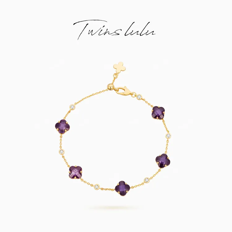TWINS LULU 【紫菱花】秋上新精致小众优雅紫色四叶手链TSS6850