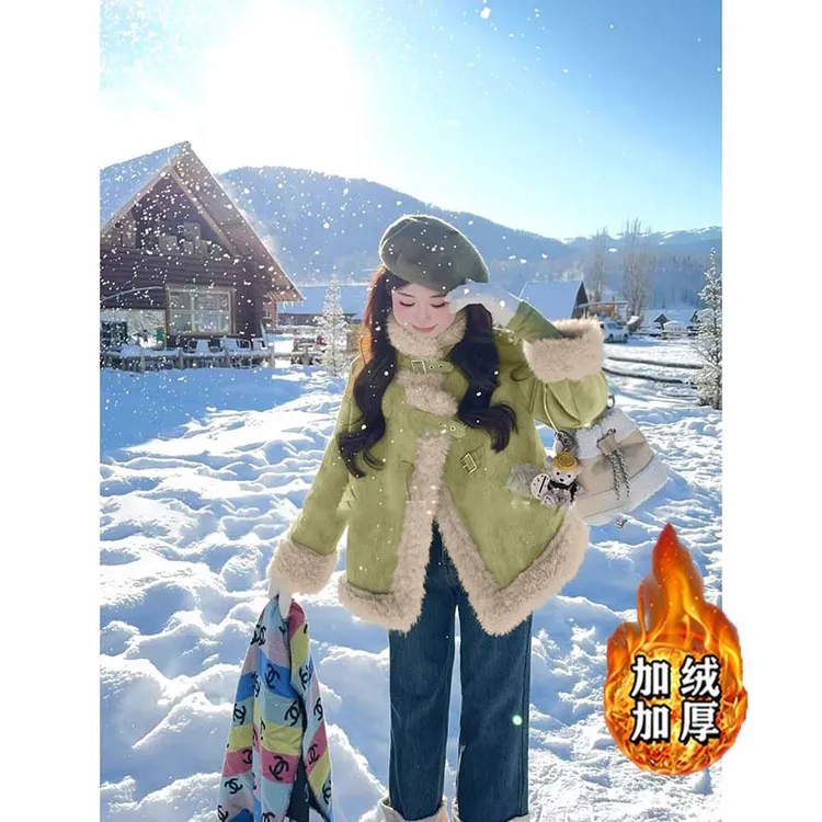 【宽松】【加绒加厚】2025秋冬新款休闲优雅温柔百搭短款外套女D4425