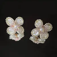 手工耳饰 【真淡水珠】带生样纹多性发耳钉颗颗不同介意勿拍