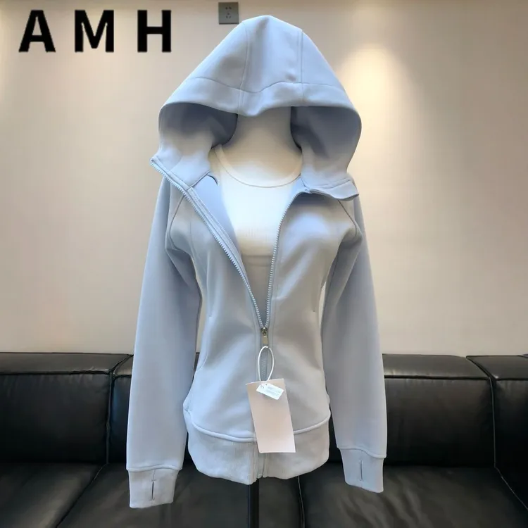 加绒加厚短外套女款2025新款秋冬季连帽修身收腰开衫薄长袖卫衣