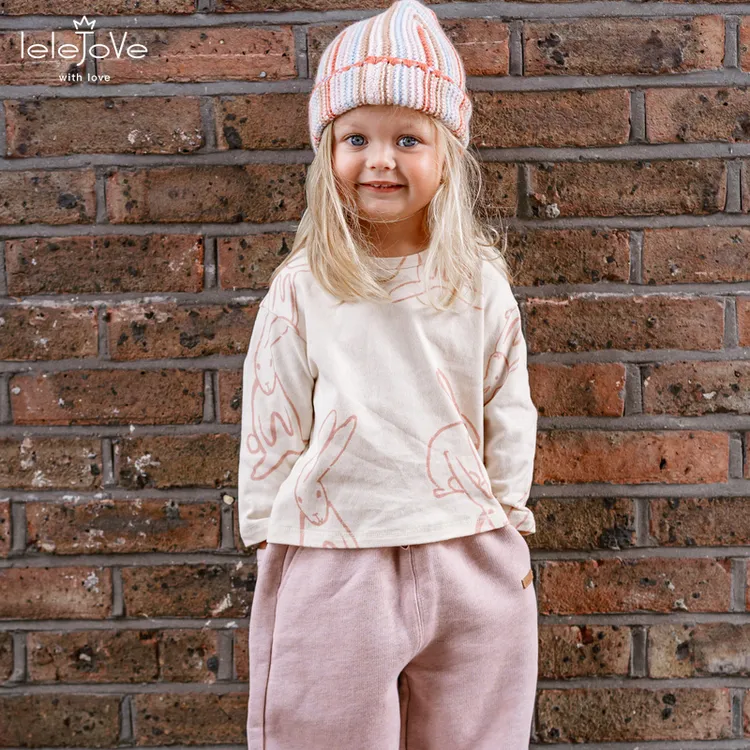 lelejove北欧风25秋季男女宝艺术纯棉薄款印花T恤5AW34273