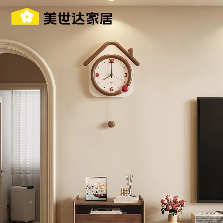 美世达静音挂钟客厅家用壁挂式钟表挂墙时尚2024新款创意墙上时钟