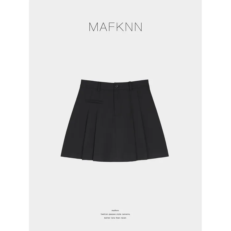 MAFKNN/玛肯时尚休闲简约纯色百搭短裙半身裙MK13018