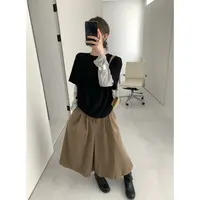 J-8454#YOUR#{日常韩系}韩系气质拼接条纹撞色假两件上衣（福利）