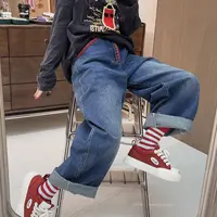 Apr.【土耳其】秋季新款刺绣宽松牛仔裤后腰松紧百搭弯刀裤25ST540