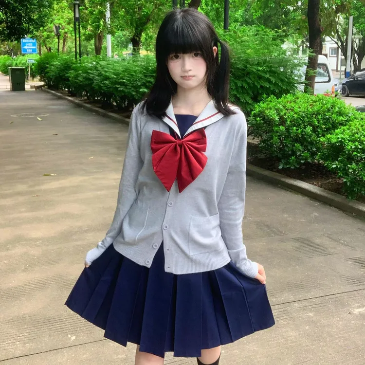 【松奈岛】梨谱熊jk制服日系学院风绀色盛夏服海军领短袖JK水手服