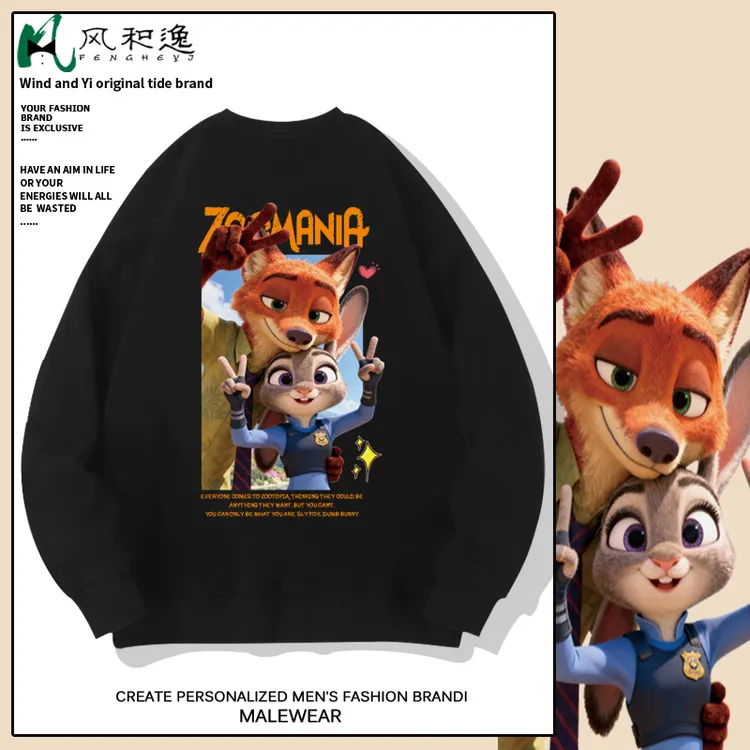 圆领卫衣外套男疯狂动物城朱迪尼克动漫周边二次元长袖T恤厚上衣