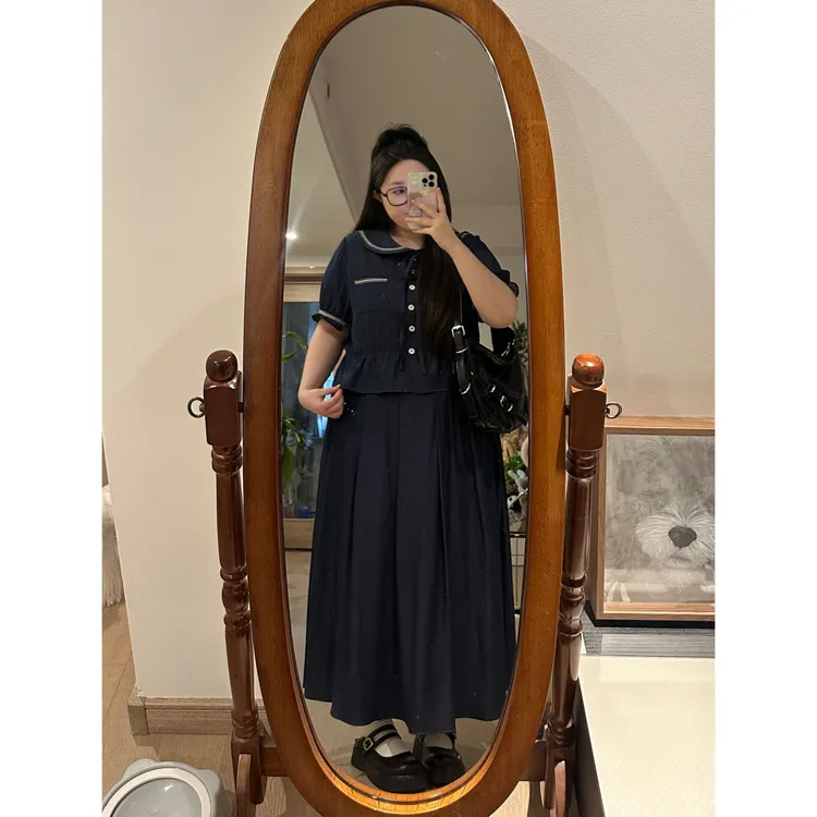 56275胖MM2025新款女夏季宽松大码时尚洋气套转裙子