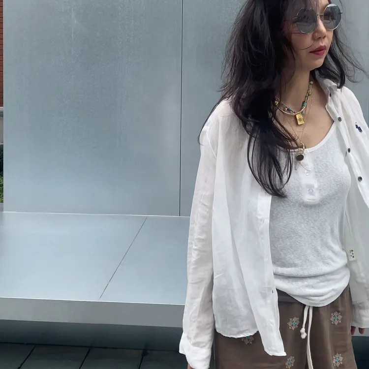 亚麻刺绣Polo领衬衣