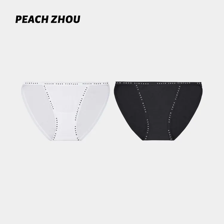 『PEACHZHOU』字母徽标细织带低腰内裤线条感女士丁字三角裤