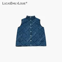 LUCASEMILYLOUIE欢姐0220水洗牛仔菱格双面穿棉服大马甲2510450