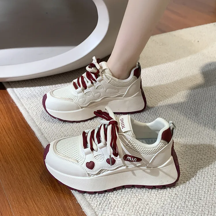 鞋子女2025春季新款网面厚底松糕底学生显瘦百搭时尚透气舒适