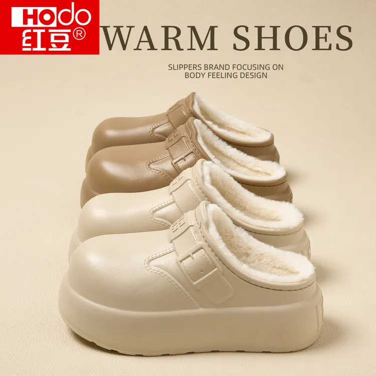 红豆防水棉拖鞋女款2025新款室内防滑厚底保暖加绒勃肯棉拖秋冬季