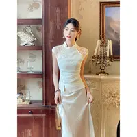 凌茜恣禾【玉梅令】国风新中式蕾丝上衣修身气质感缎面半身裙两件套