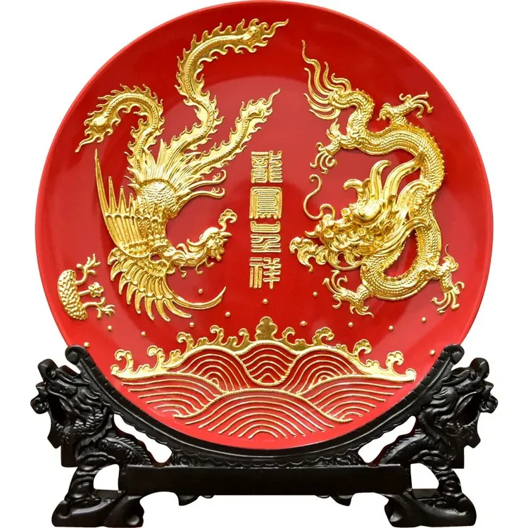 厦门呈祥漆线摆件陶瓷工艺品乔迁礼品装饰结婚漆线雕摆件厦门龙凤