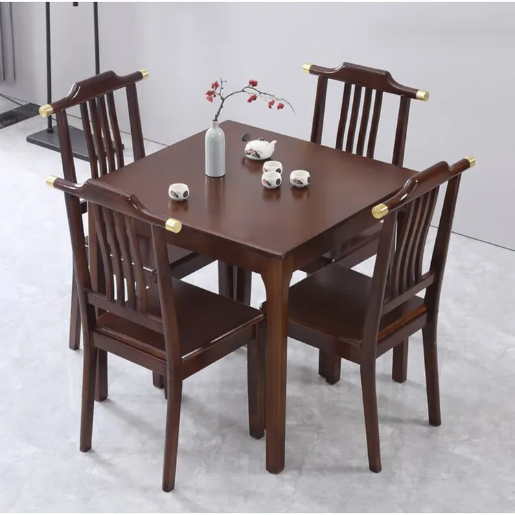 新中式全实木八仙桌方形餐桌椅组合小户型客餐厅简约现代家用吃饭