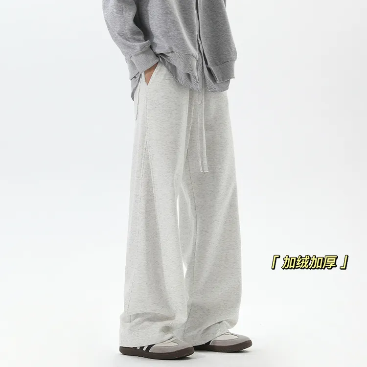 Sxer秋冬新款加绒加厚潮牌美式男女情侣休闲裤微弯刀卫裤长裤