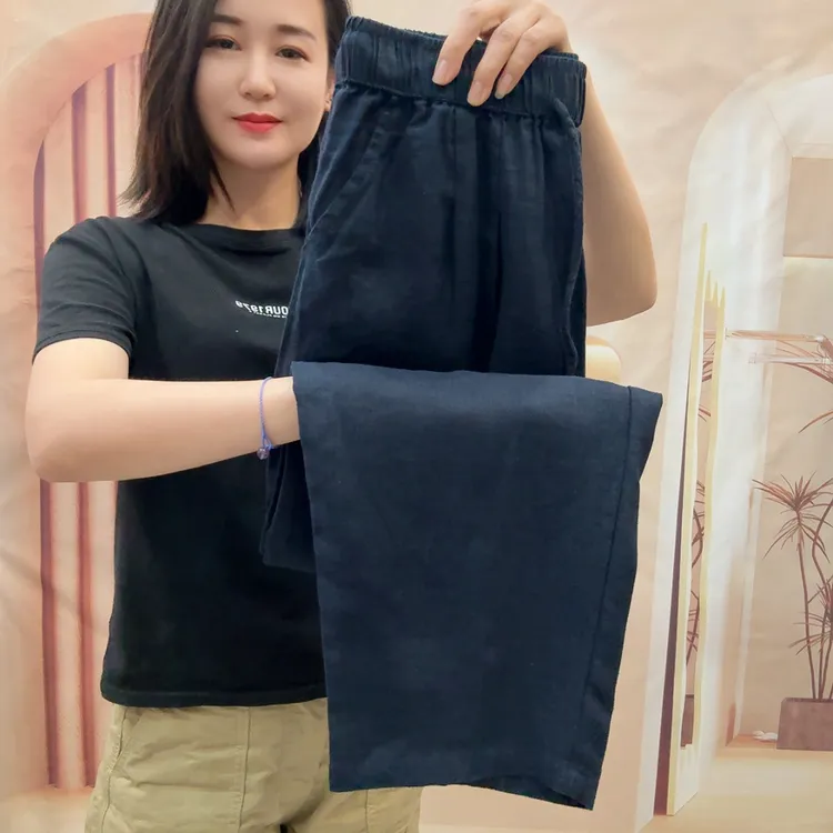 夏季休闲亚麻香蕉裤慵懒风防晒八分阔腿裤宽松舒适百搭显瘦遮肉裤