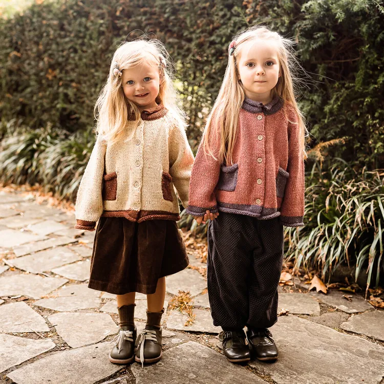 【时光手作】lelejove针织开衫25秋冬儿童彩点花纱复古毛衣5AW3B221