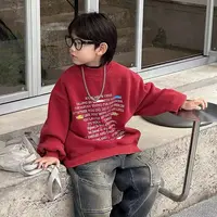 【米果妈】儿童2025秋冬新款时尚字母一体绒百搭卫衣B4113