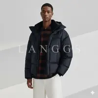  LANGGS&浪叔 25冬季黑武士石墨烯加厚连帽90鹅绒羽绒服-85277