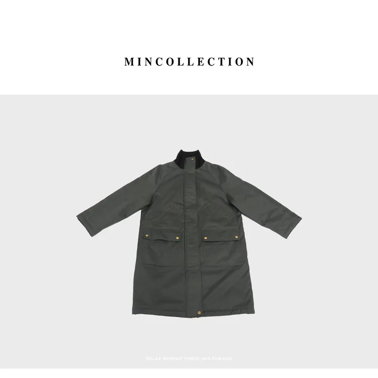 DE Mincollection双拉链工装棉服/工装风针织拼接中长款外套W803A