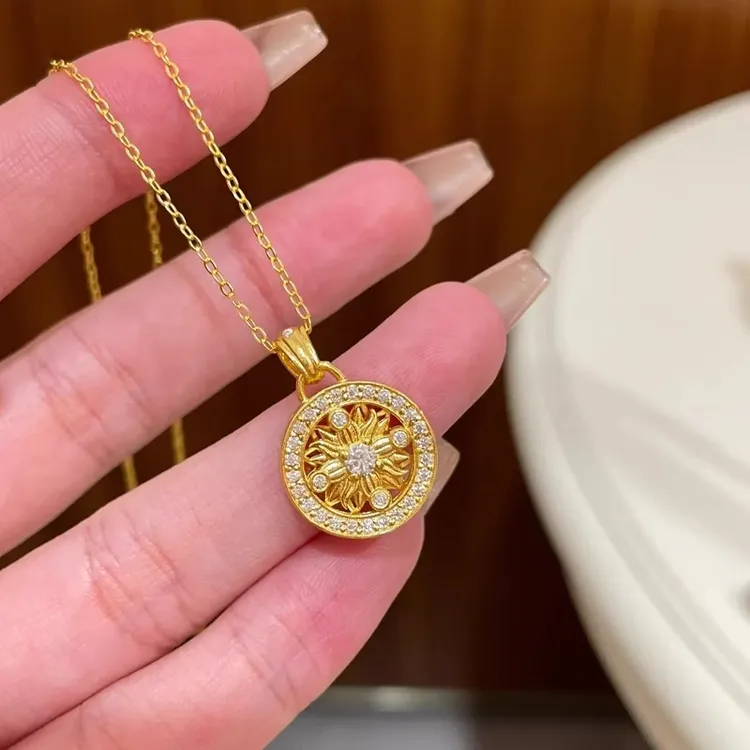 柯柒 钛钢项链 新中式太阳花项链女轻奢小众设计感百搭高级锁骨链