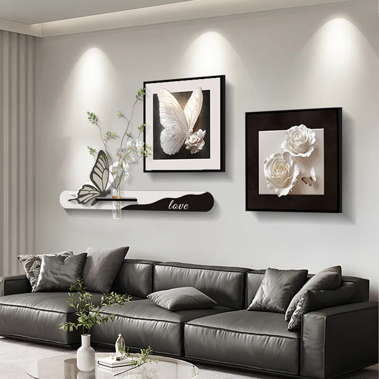 简约现代客厅装饰画黑白抽象沙发背景墙挂画新款高级餐厅玄关壁画