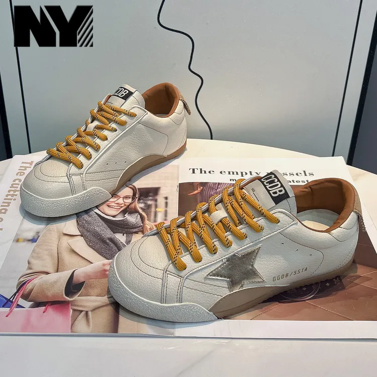 NY复古做旧脏脏鞋女2025年秋季新款时尚星星拼色软底系带休闲板鞋