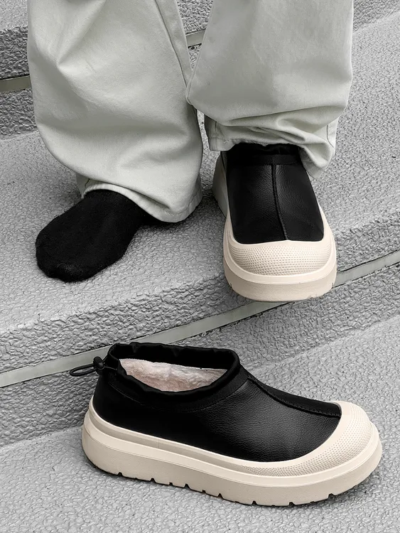 王一博同款百搭加厚雪地靴男户外情侣冬季厚底加绒保暖一脚蹬棉鞋