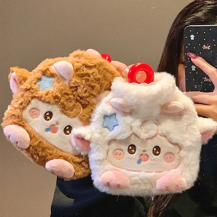 可爱毛绒小羊热水袋注水加厚防爆灌水暖水袋女生痛经暖肚子暖手宝