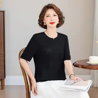 齐黛品牌桑蚕丝真丝上衣女2025夏新款五分袖T恤气质优雅妈妈衬衫