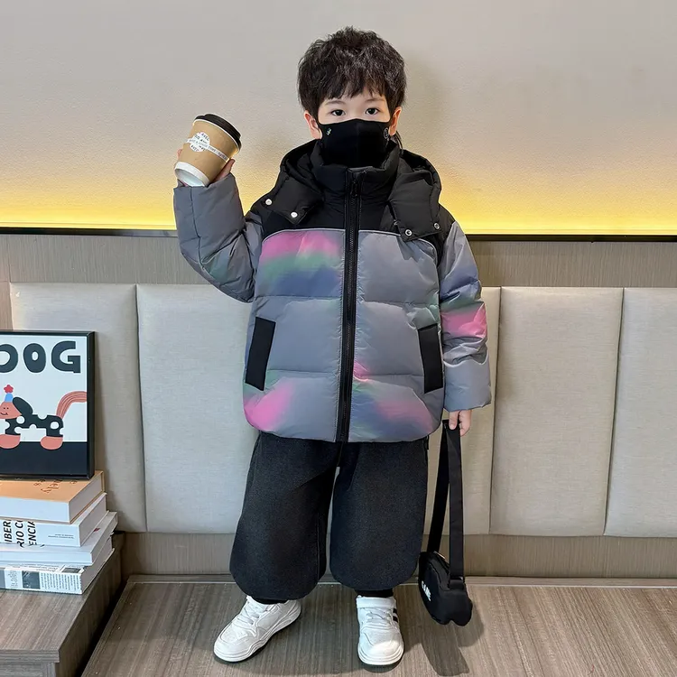 男童连帽羽绒服2025新款儿童加厚宝宝冬季保暖外套酷帅气上衣潮