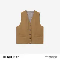 LIURUONAN | 9.28四周年【金色麦田】复古V领格纹内衬无袖马甲秋冬