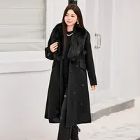 【可拆卸狐狸毛100绵羊毛】MsShe大码女冬双面呢大衣外套M2512010