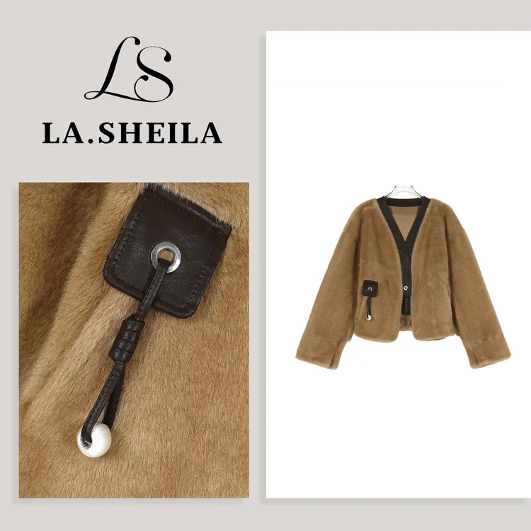 LA.Sheila毛绒拼皮保暖外套253-WT/0903-8106