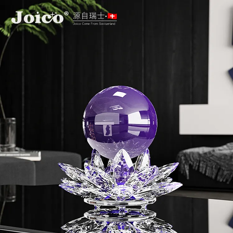 joico瑞士摆件轻奢高档莲花水晶球乔迁礼物客厅礼品新房装饰品