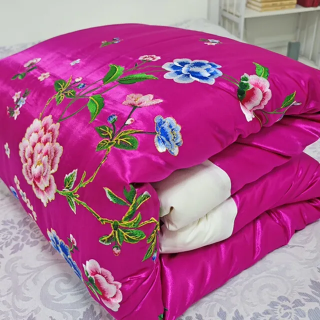 老式包边被子结婚手工棉花传统丝绸绸缎喜被覆古棉絮双人加厚保暖