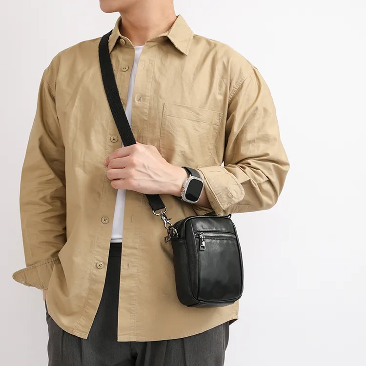 头层牛皮手机包男士外出随身便携小包真皮斜挎包腰包男款迷你小包