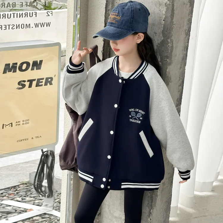 女童棒球服秋装6-12岁儿童外套春秋洋气中大童秋季长袖宽松夹克潮