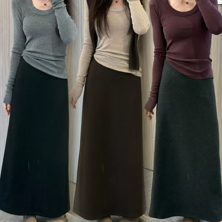 【DADI定制】秋冬加厚羊毛混纺高腰小A版毛呢半身裙