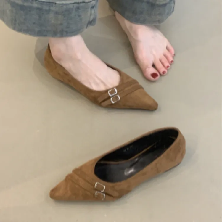 MLC-399-12复古内增高单鞋2025年法式气质绒面豹纹皮带扣晚晚鞋