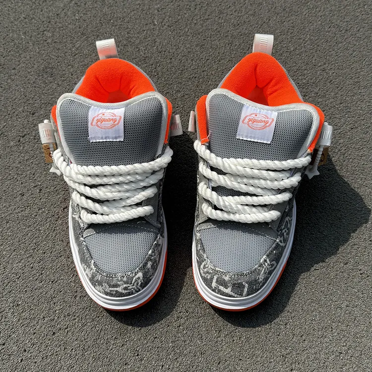 爆款火山灰拼色加厚面包男鞋鞋舌百搭帆布鞋潮流男女同款休闲板鞋