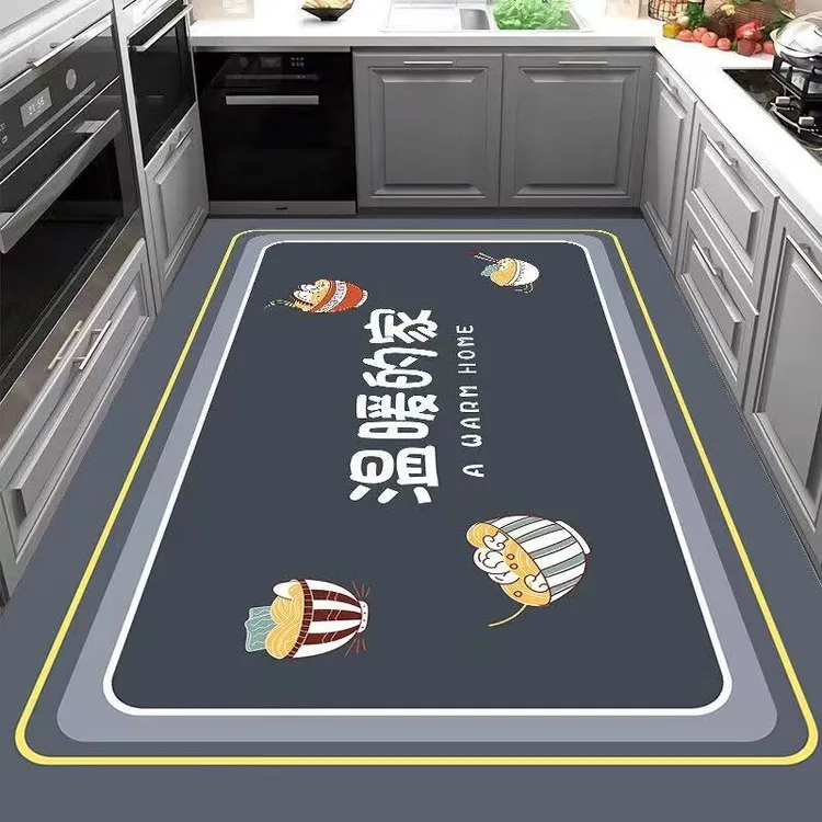 硅藻泥专用地垫防滑吸水吸油耐脏厨房满铺门口垫子布艺脚垫地毯