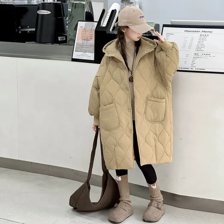 女大童棉服冬季加厚2025新款洋气儿童冬装加绒棉衣中长款棉袄外套